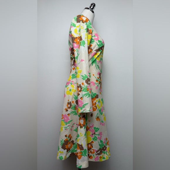 Vintage 70’s Sears Floral Flare Long Sleeve Dress 10 - Picture 3 of 8